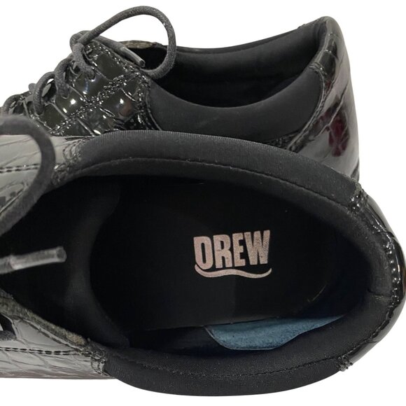 Drew Womens Black Crocodile-Embossed Lace-Up Shoes Size 10M Comfortable Arch Sup - Picture 9 of 10